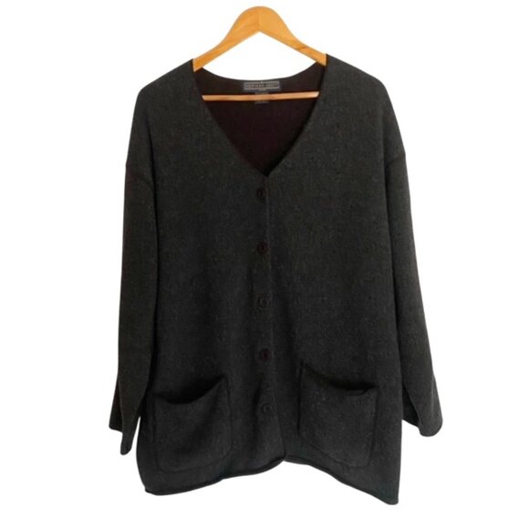 Herman Geist Grey Lambswool Cardigan Sweater 2X - Picture 1 of 3